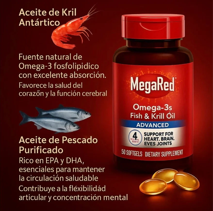 🔥MegaRed Omega-3® 90 Cápsulas Energía Masculina Apoyo a la Testosterona + Envío GRATIS